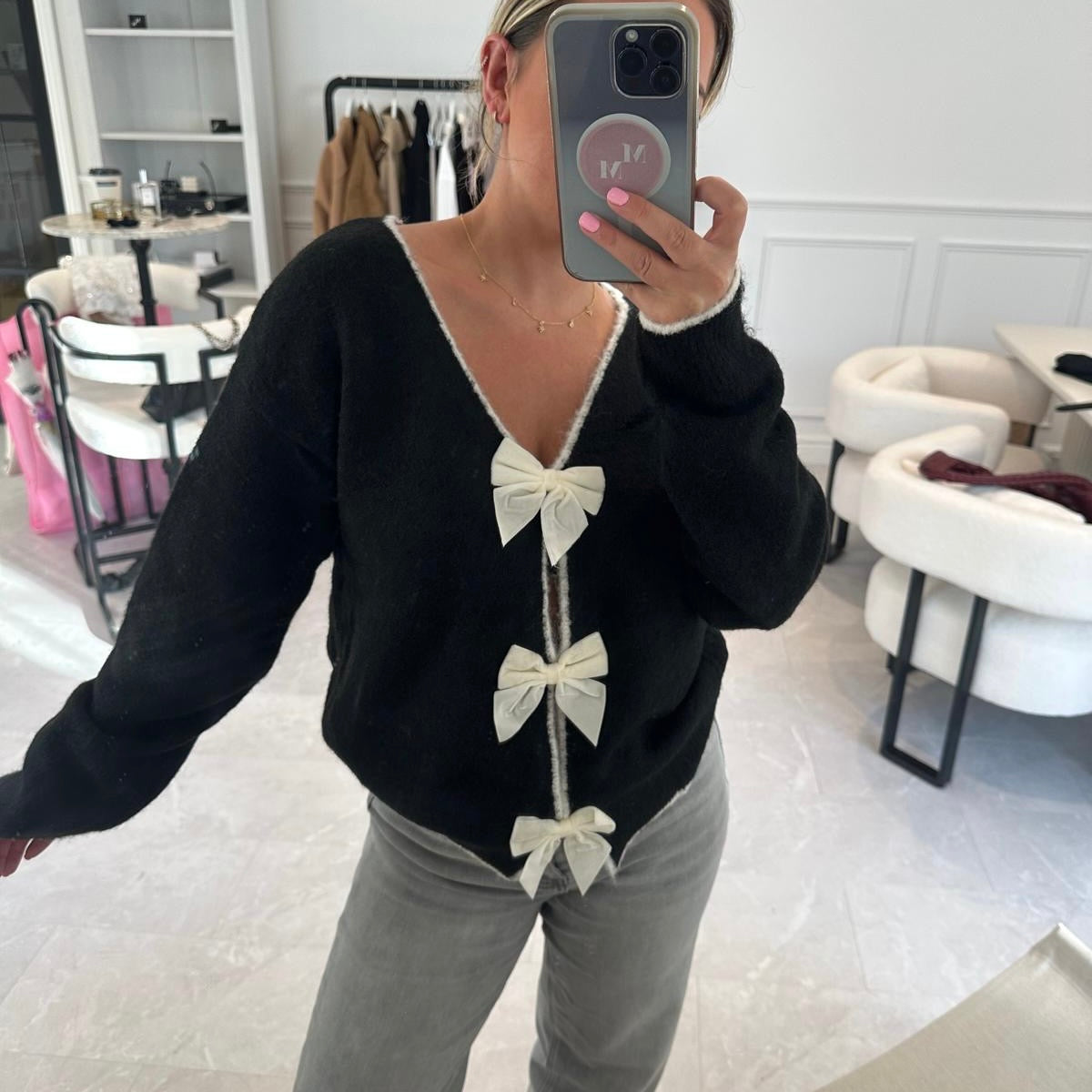 Cara Bow Back Jumper