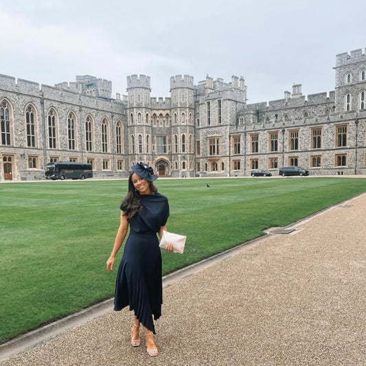 RENT | BUY Kevan Jon Mila Pleat Navy Dress