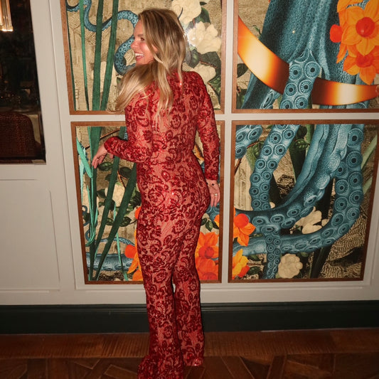 RENT | BUY Nadine Merabi Bella Red Jumpsuit - RRP £315