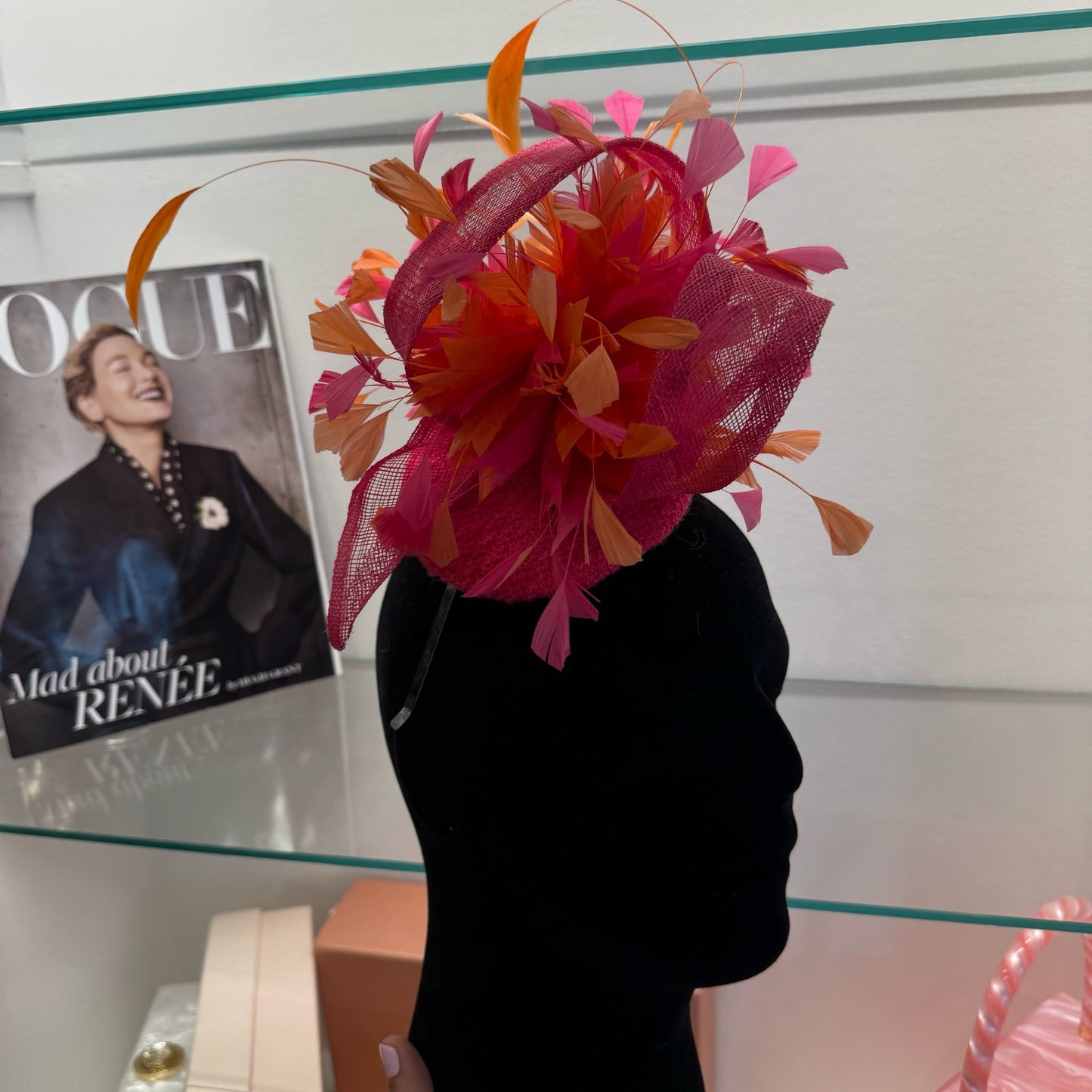 RENT | Pink & Orange Cora Fascinator