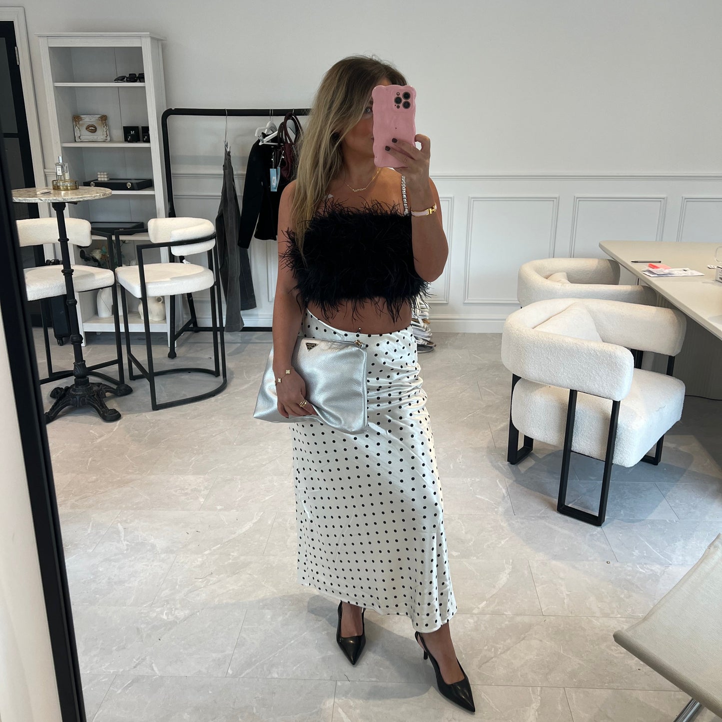 Macie Polka Dot Midi Skirt