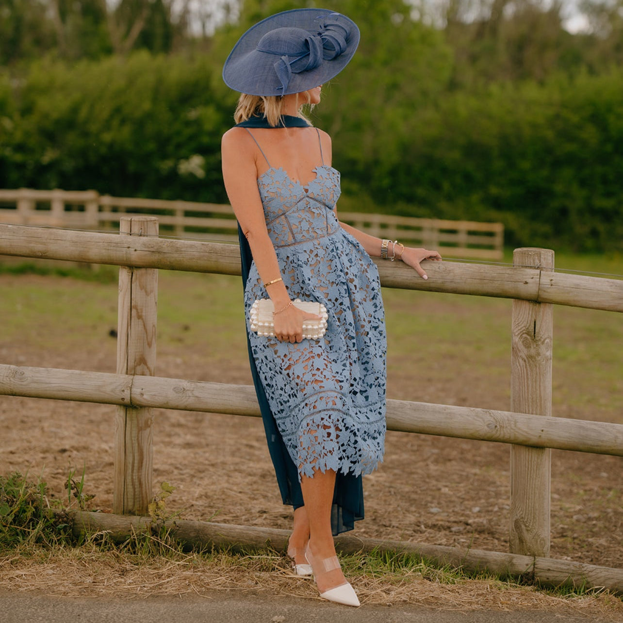 RENT | BUY Self Portrait Azalea Blue Lace Midi Dress