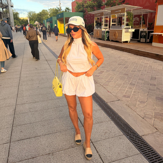 Bella Balloon Hem Blouse & Shorts Set