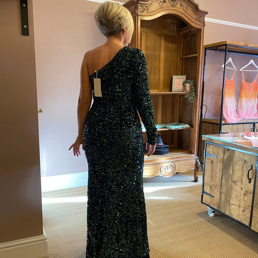 SAMPLE SALE Selena Sequin Embellished Dress Emerald - size XXL