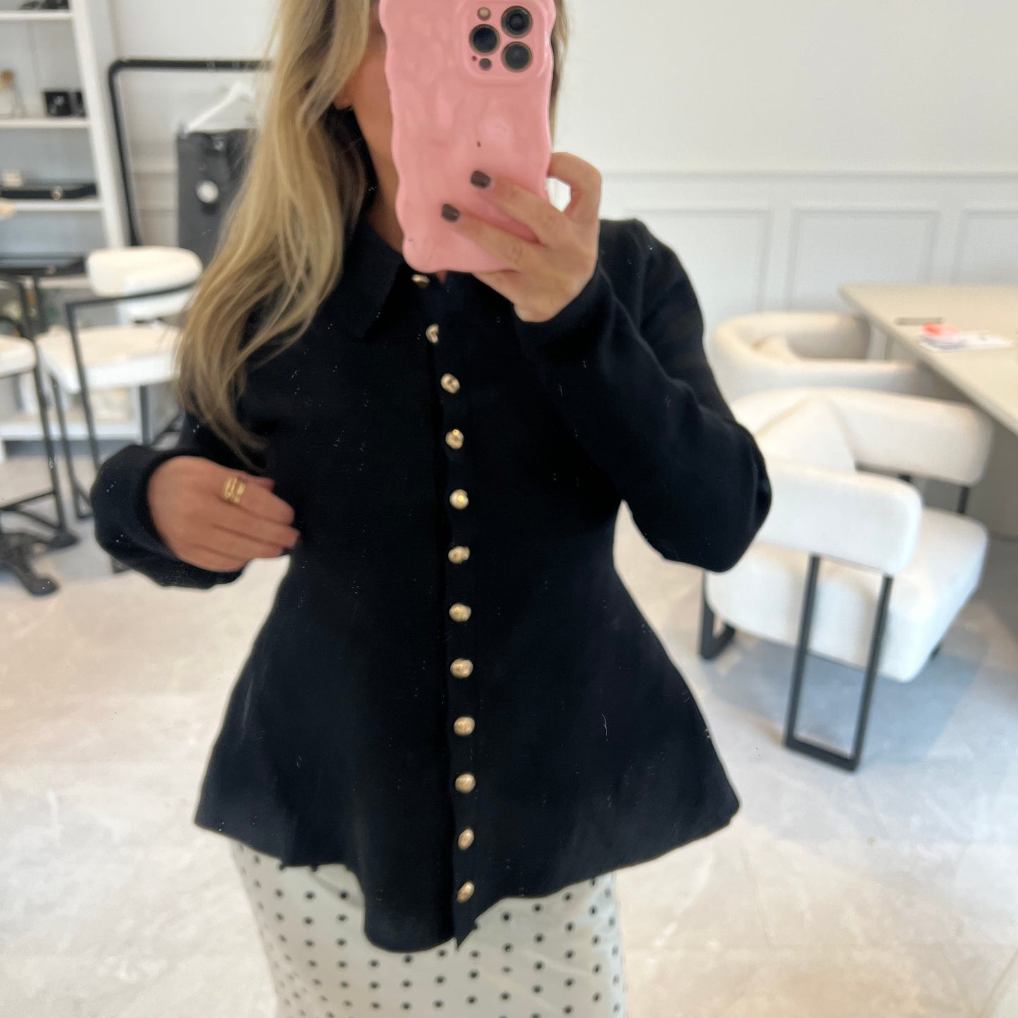 Diana Peplum Collared Cardigan