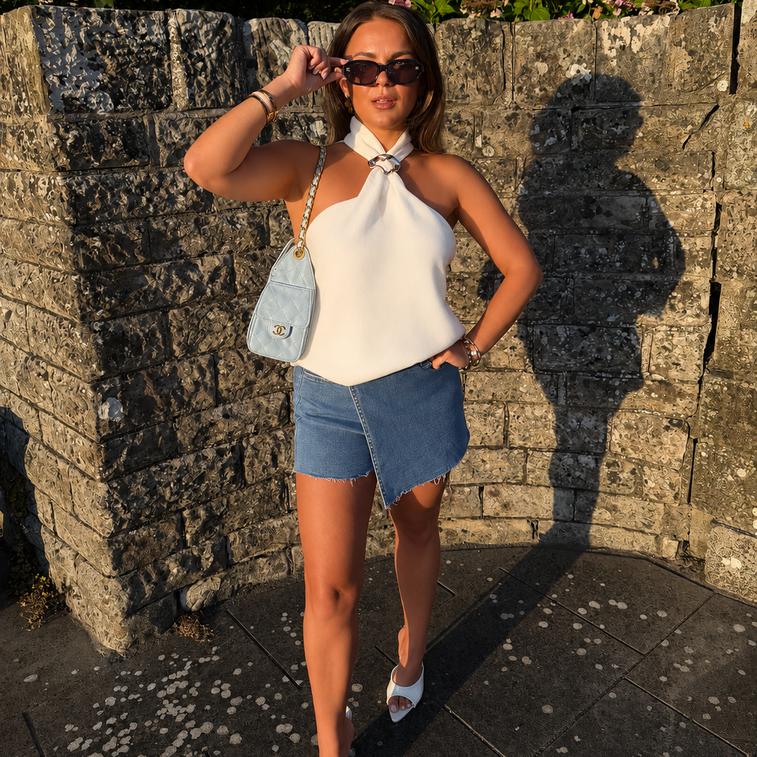 Denim Overlap Skort