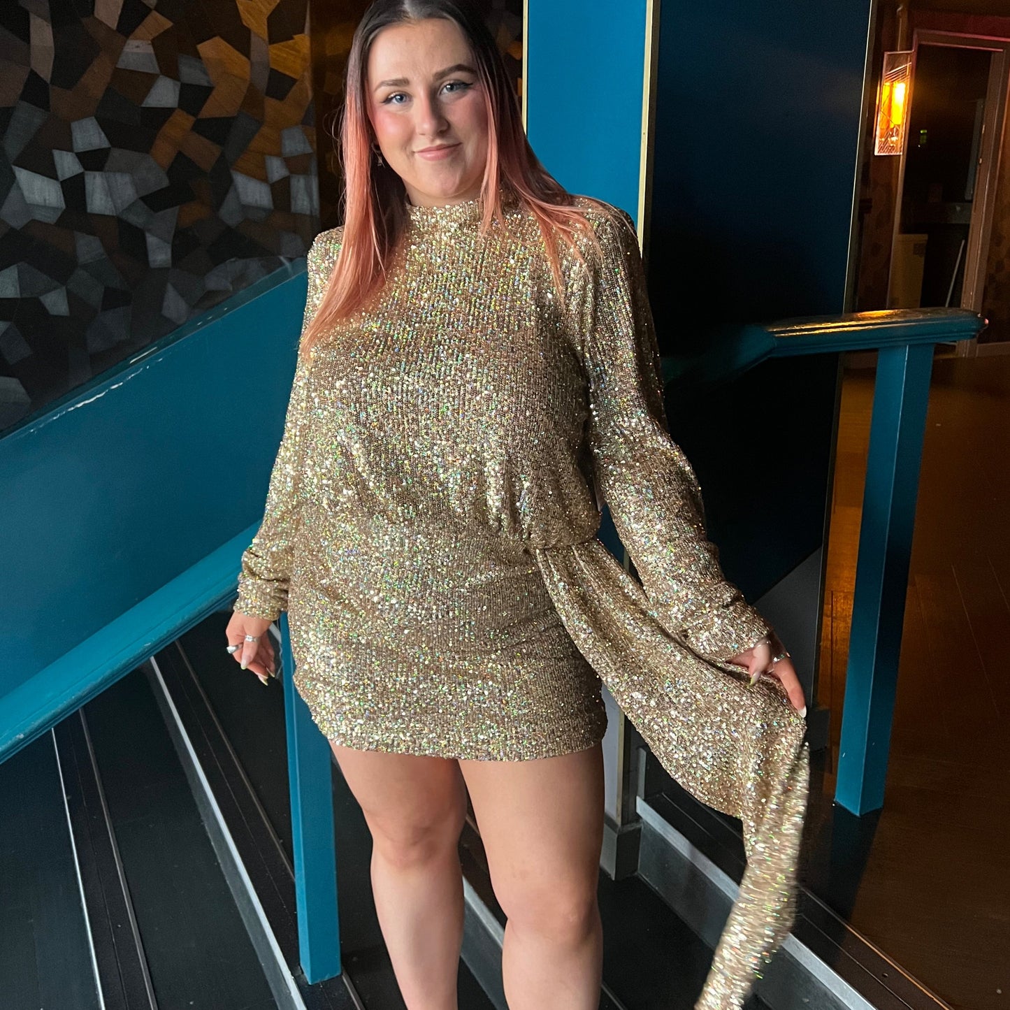 SAMPLE SALE Nadine Merabi Josie Gold Dress - size XS