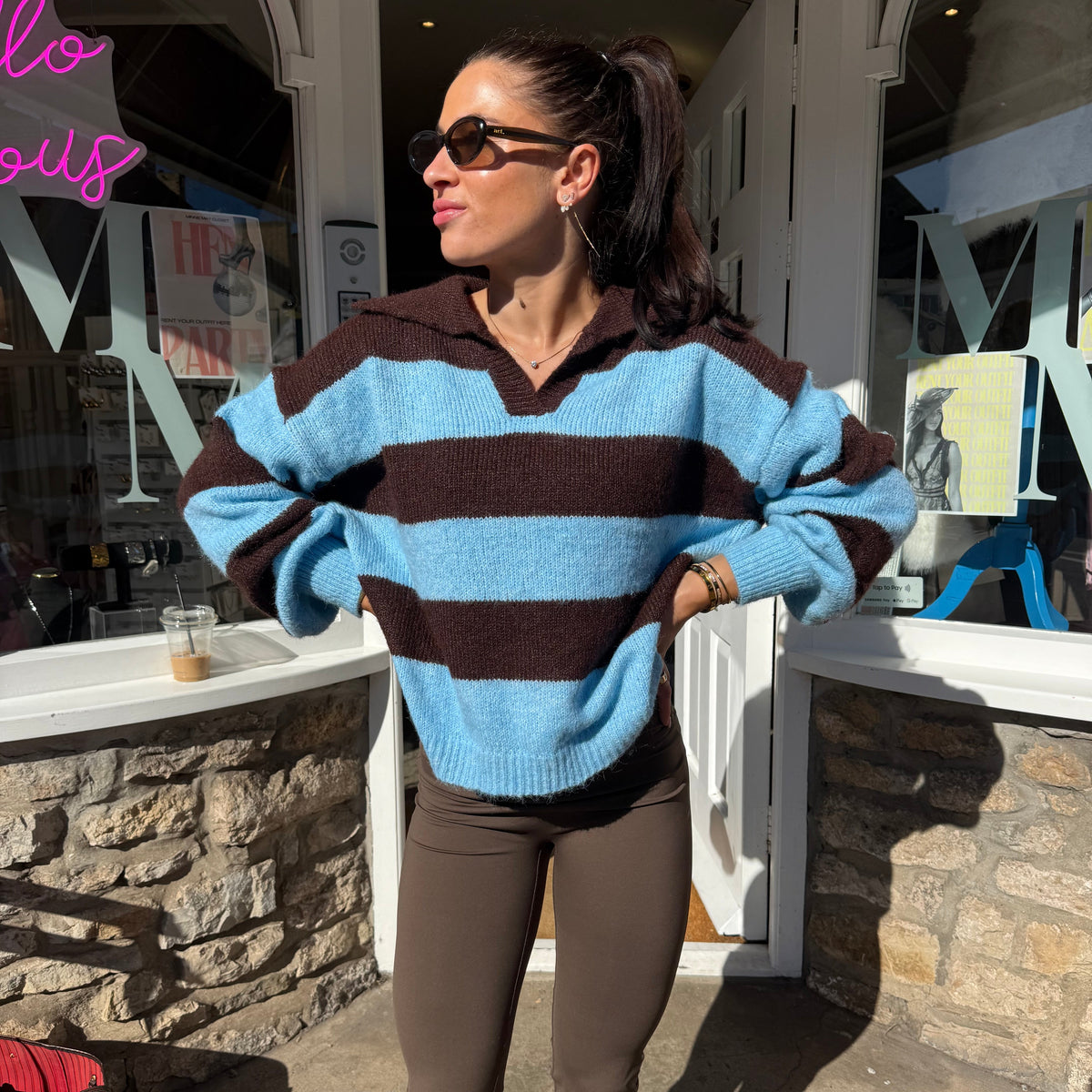 Lara Polo Collar Stripe Jumper