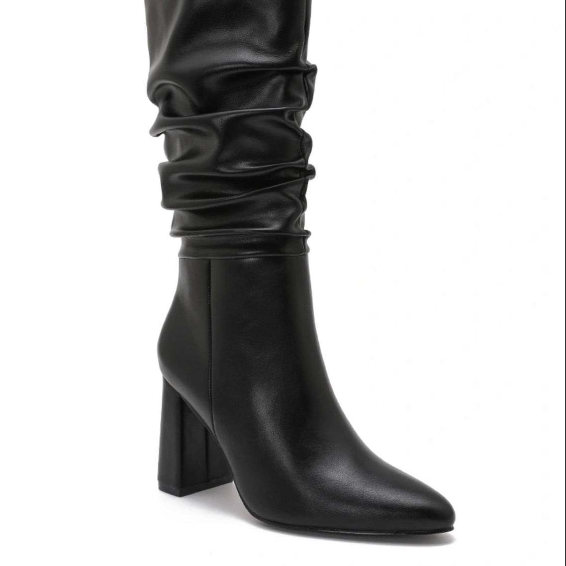 Faux Leather Heeled Boots