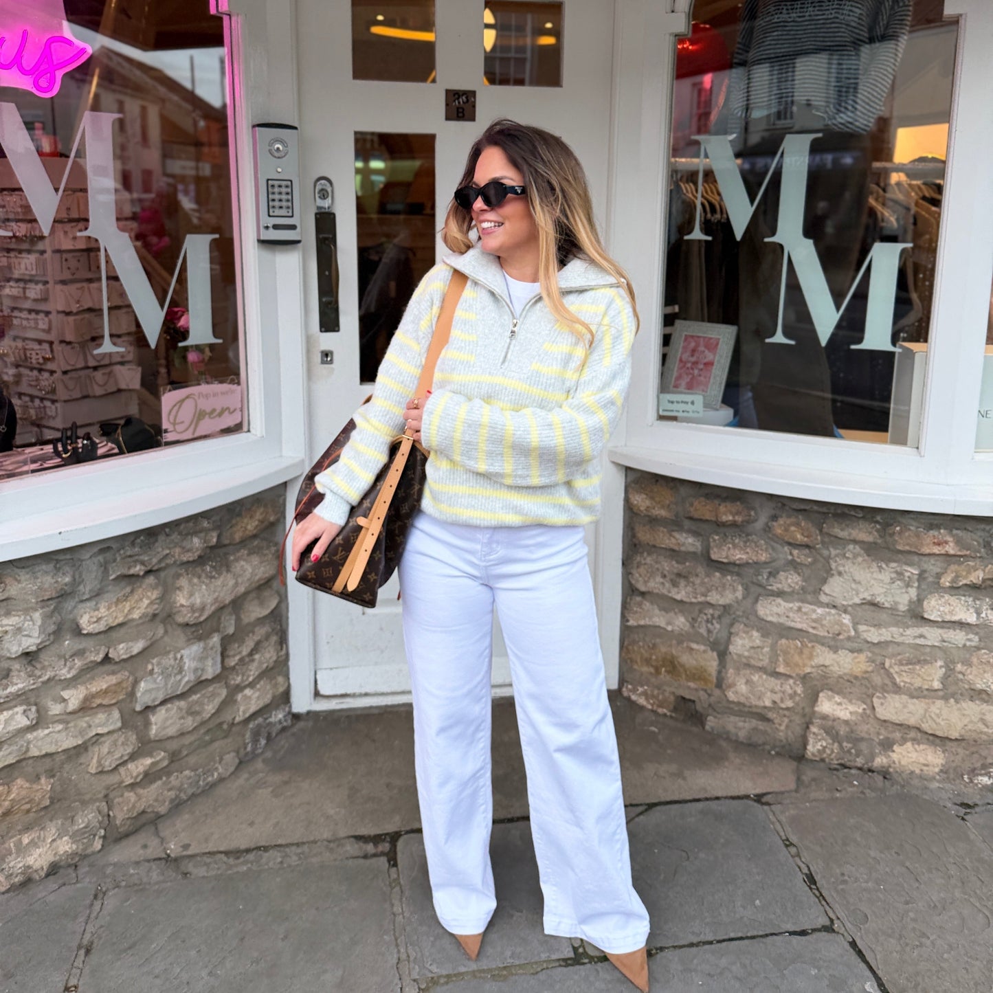 Carla Half Zip Striped Jumper