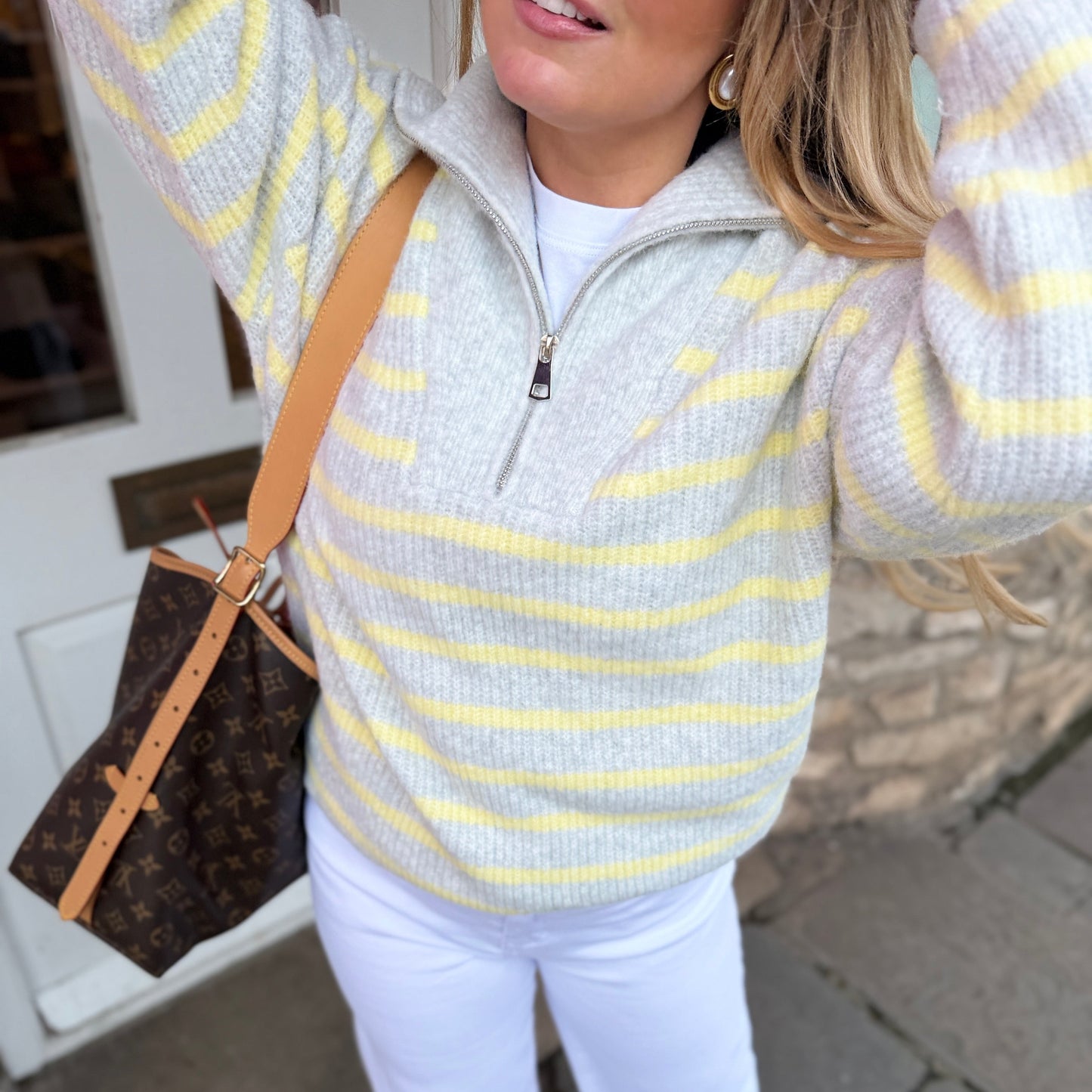Carla Half Zip Striped Jumper