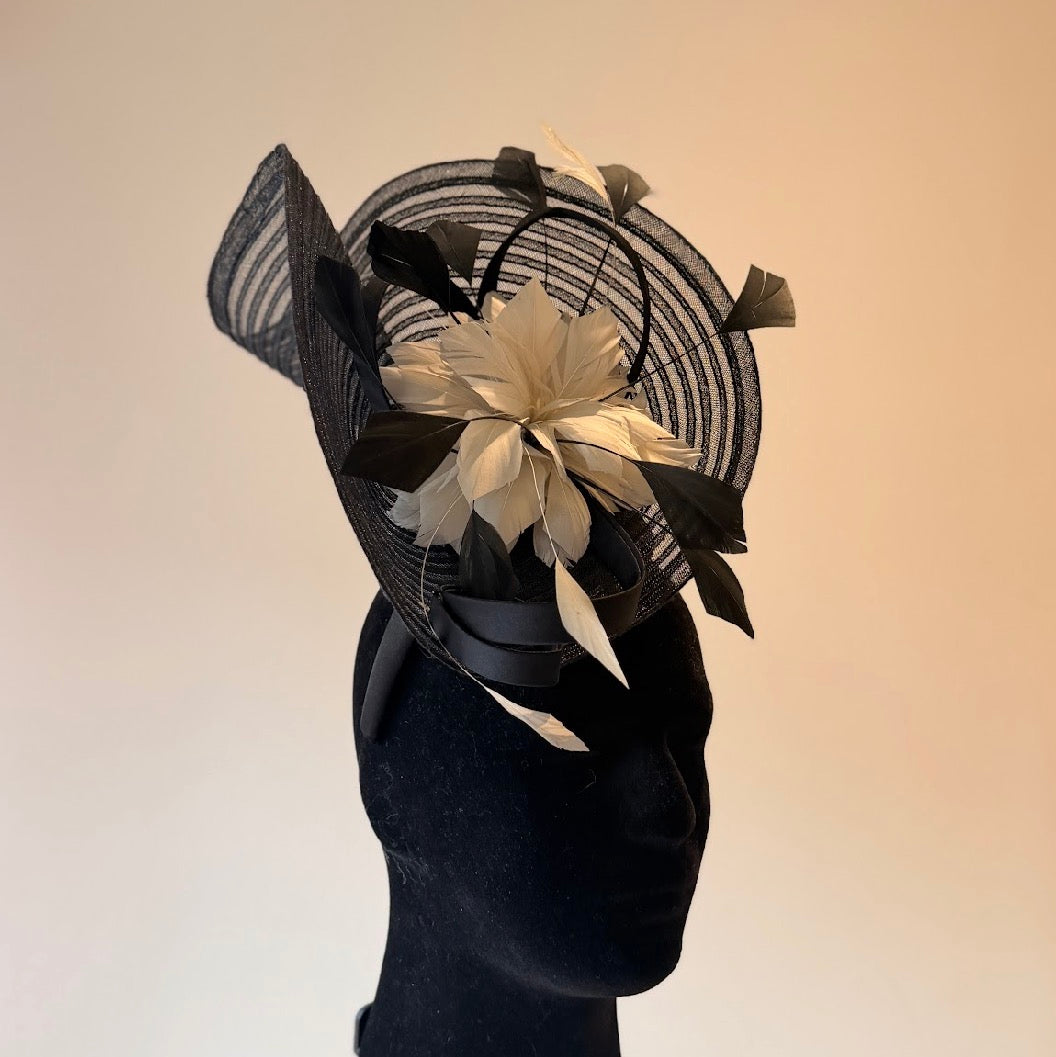 RENT | Black & Cream Nellie Fascinator