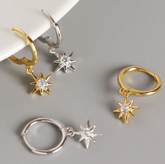 White Star Huggie Earrings