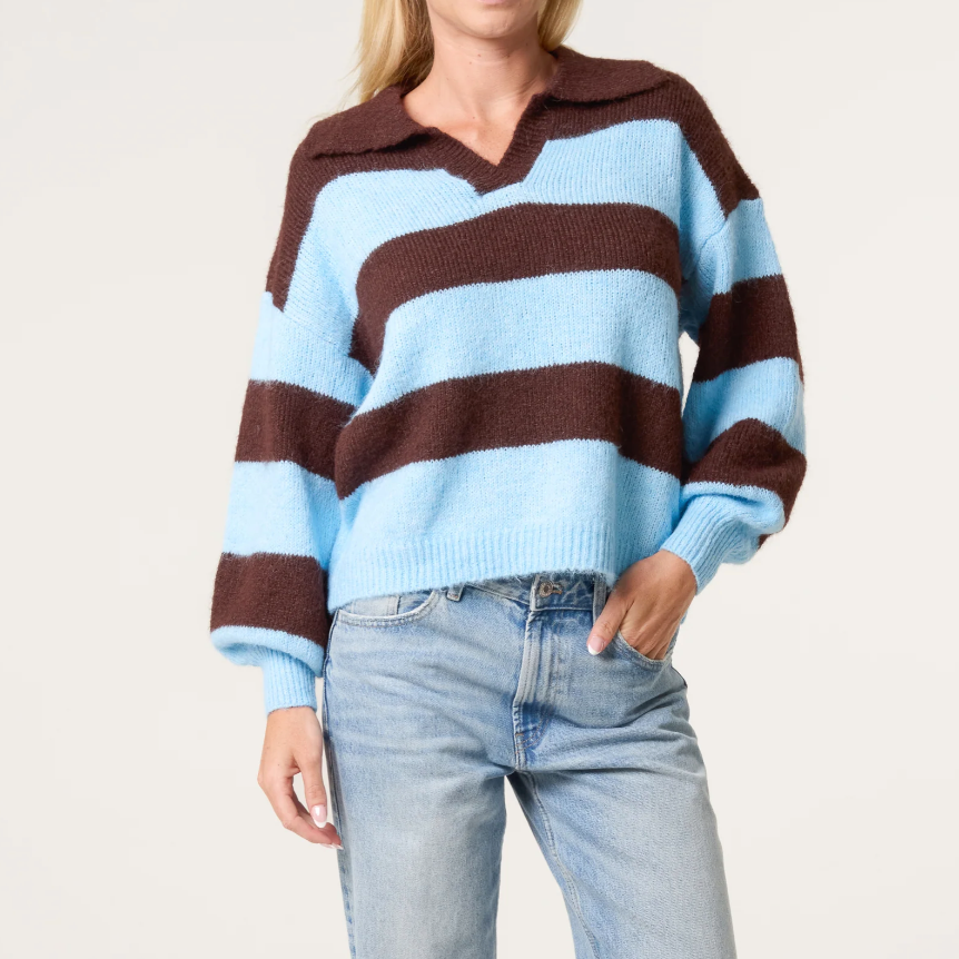 Lara Polo Collar Stripe Jumper