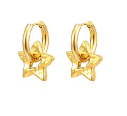 Pentagram Hip Hop Huggie Earrings