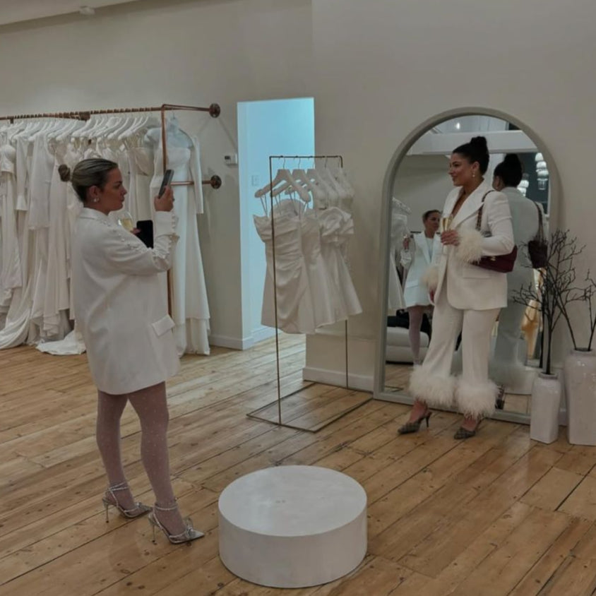 RENT | BUY Nadine Merabi Margot White Feather Suit Trousers