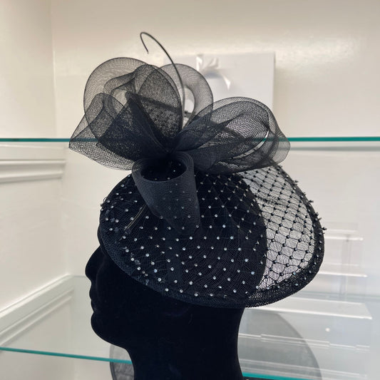 RENT | Black Diamante Zoe Fascinator