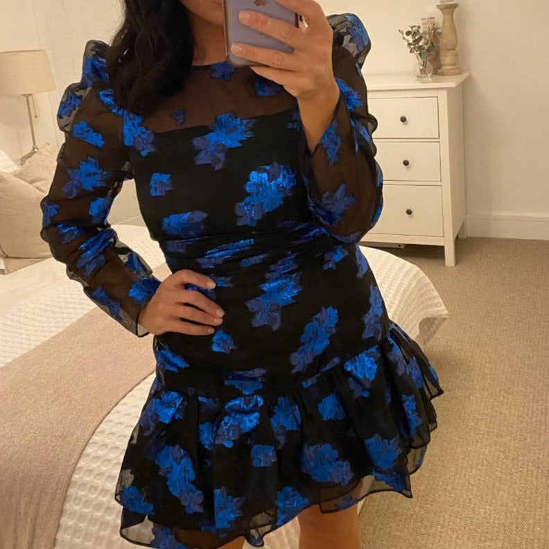 Black and best sale light blue dress