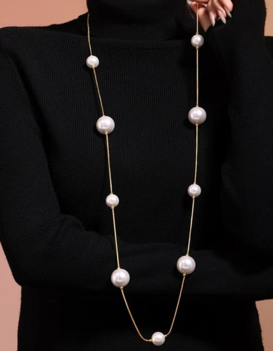Clara Pearl Long Chain Necklace