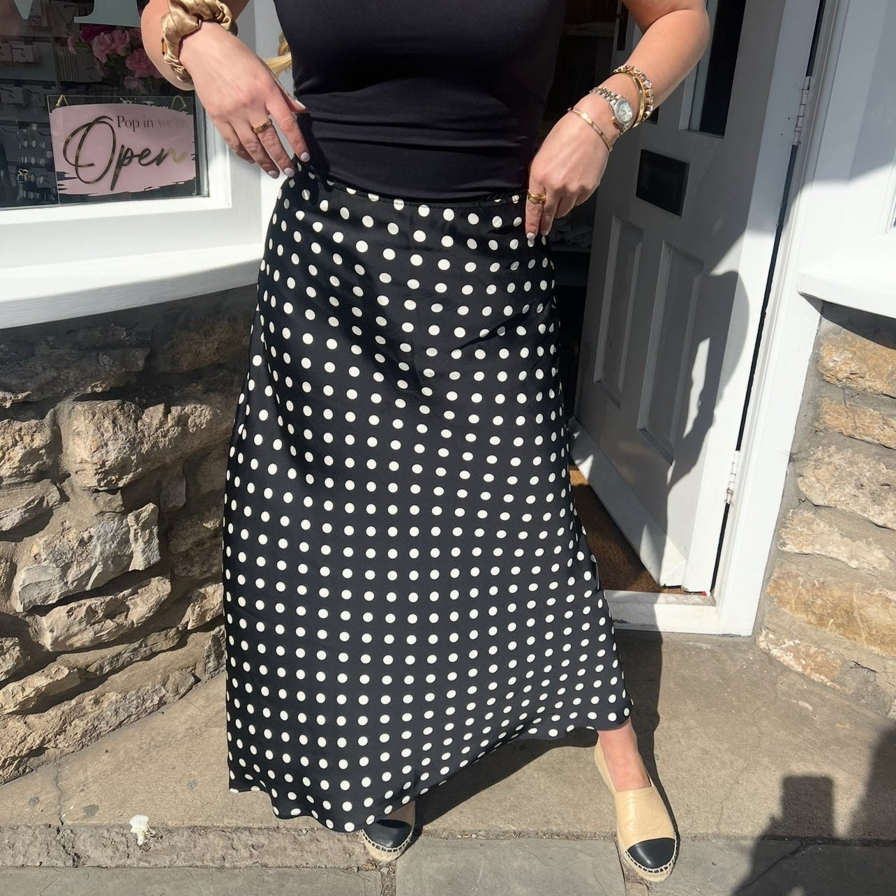 Macie Polka Dot Midi Skirt