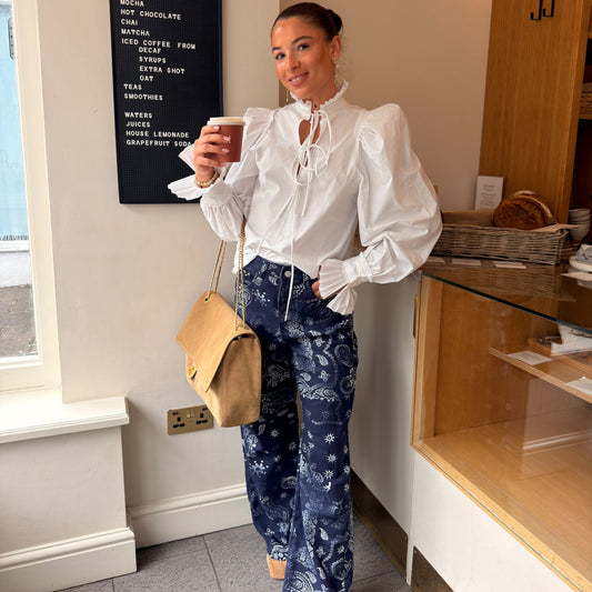 Paisley Print Wide Leg Jeans