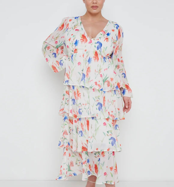 RENT £49 | BUY £55 Pretty Lavish Ashton Abstract Ruffle Dress