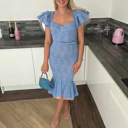 SAMPLE SALE Nadine Merabi Mindy Blue Dress RRP  - Size S