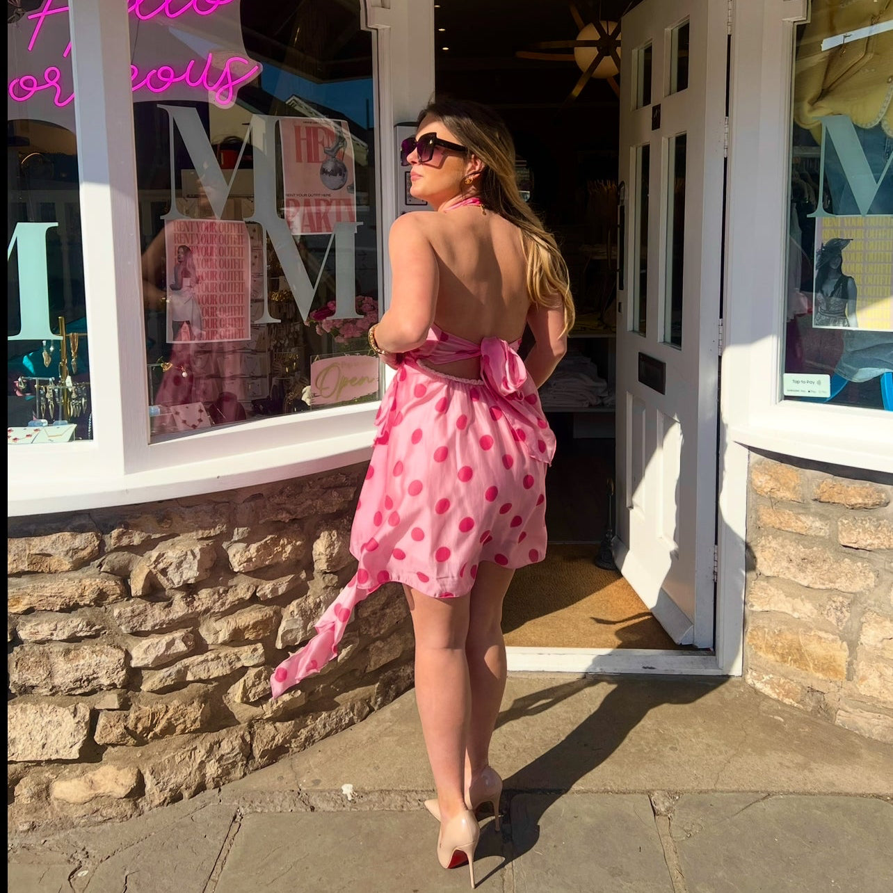 Nancy Polka Dot Halter Mini Dress