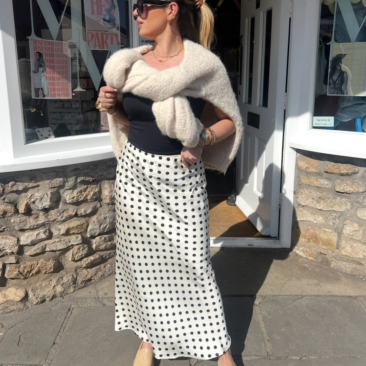 Macie Polka Dot Midi Skirt