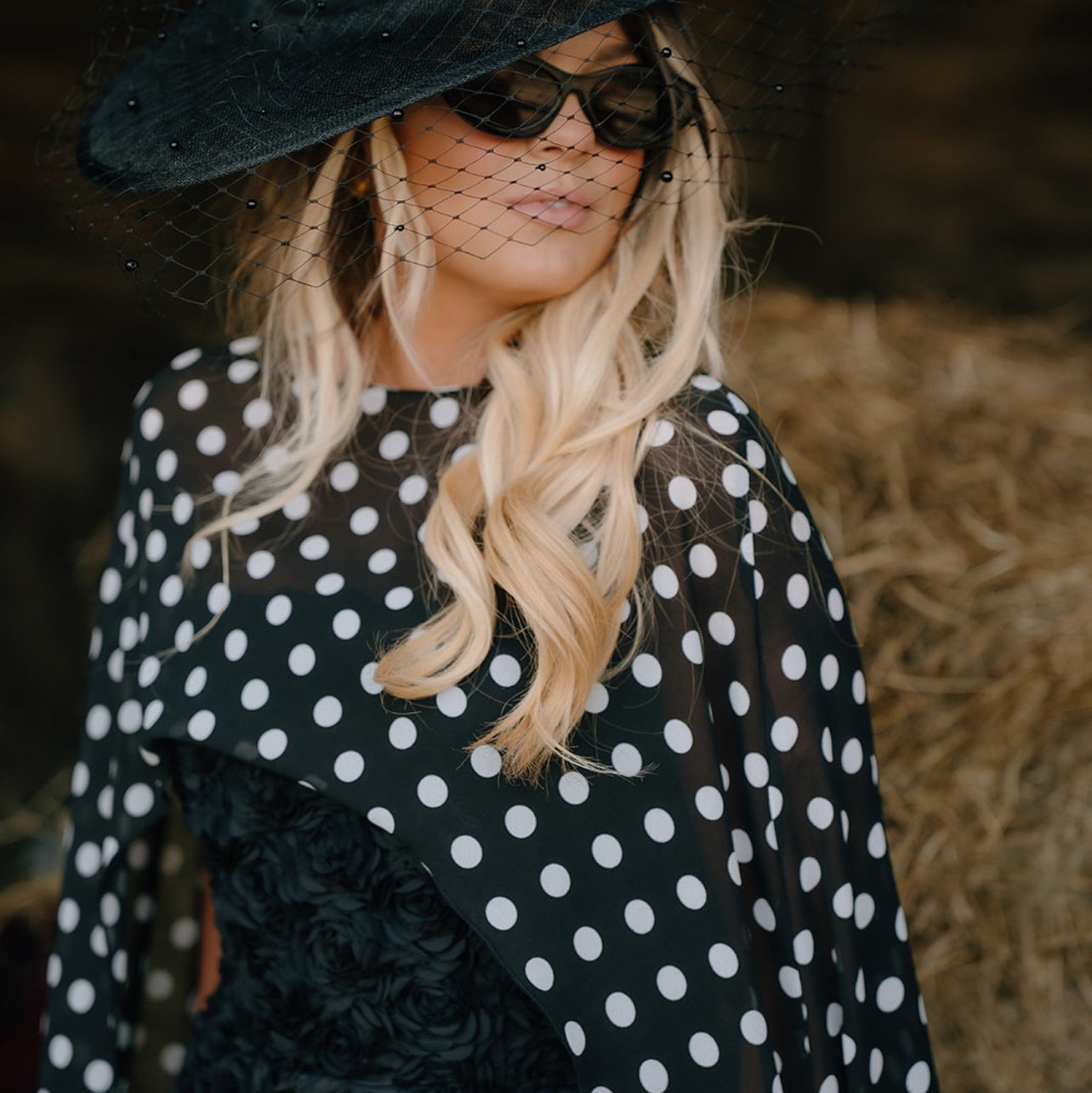 RENT Chiffon Polka Dot Shawl- Long