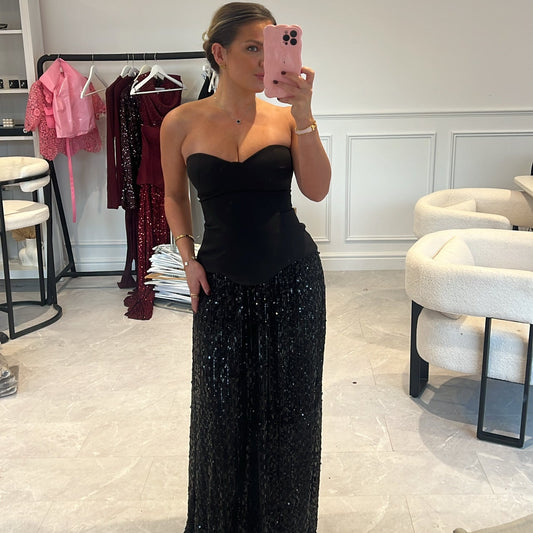 Nadia Bandeau Sequin Maxi Dress
