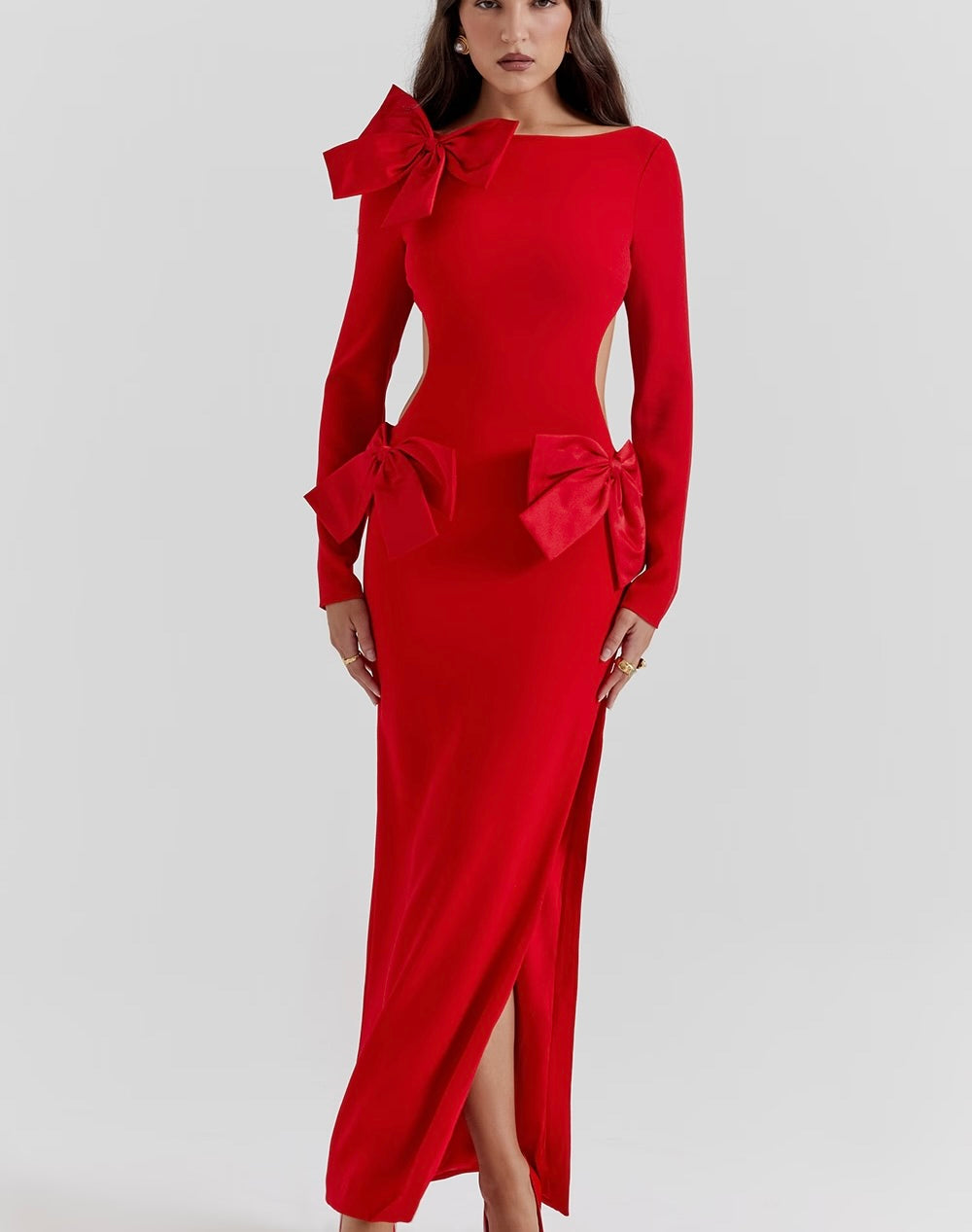 SAMPLE SALE House of CB Lavele Red Bow Maxi Dress - Size S