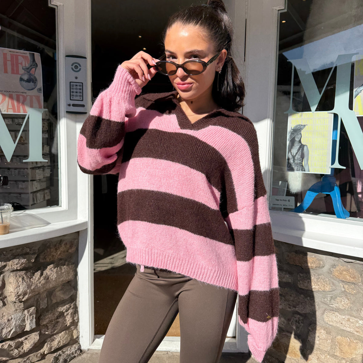 Lara Polo Collar Stripe Jumper