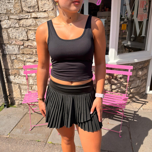 Pleated Wrap Over Tennis Skort