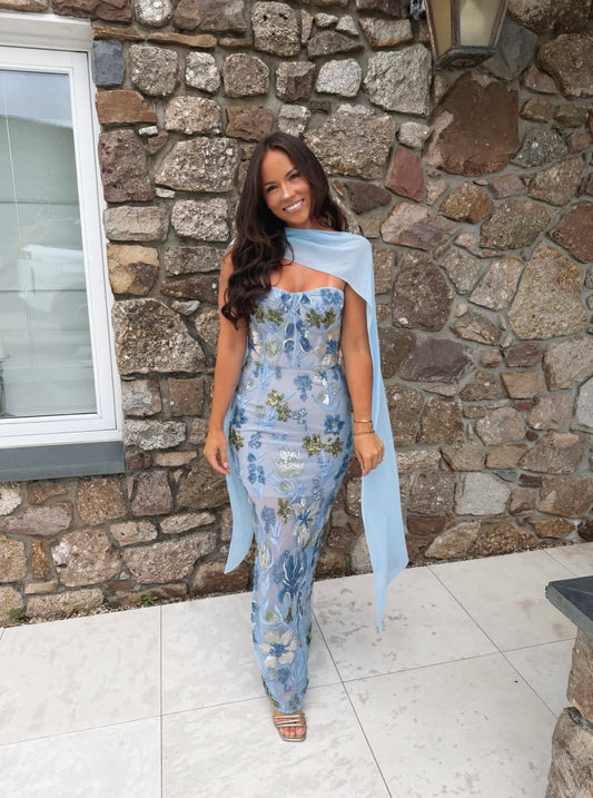 RENT | BUY Bronx & Banco Dahlia Baby Blue Multi Maxi Dress