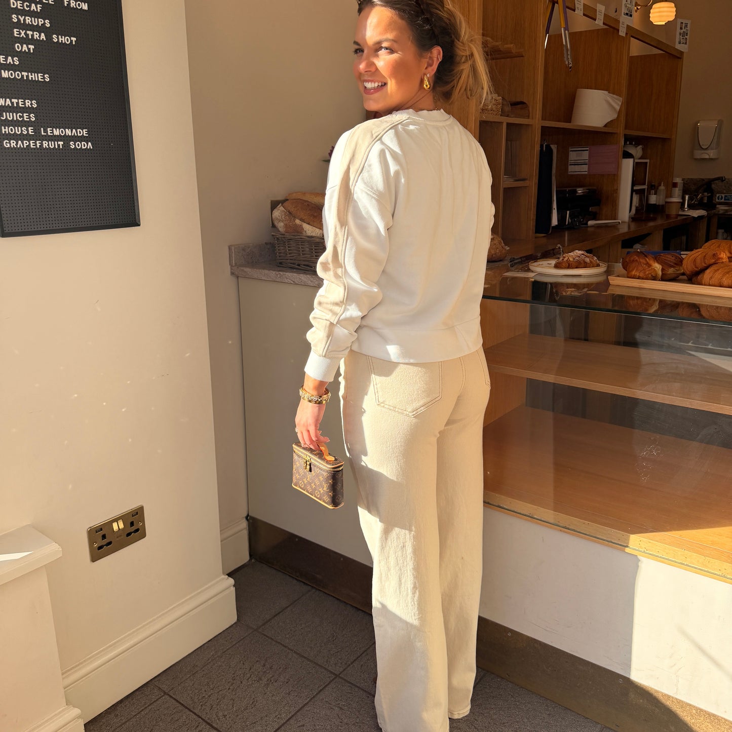 Bonnie Beige Wide Leg Jeans