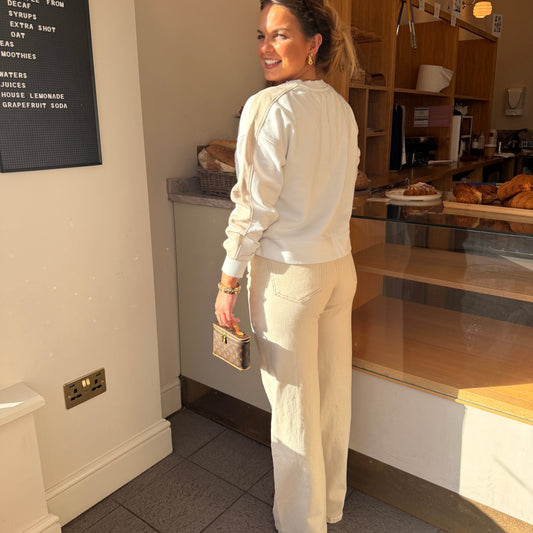 Bonnie Beige Wide Leg Jeans