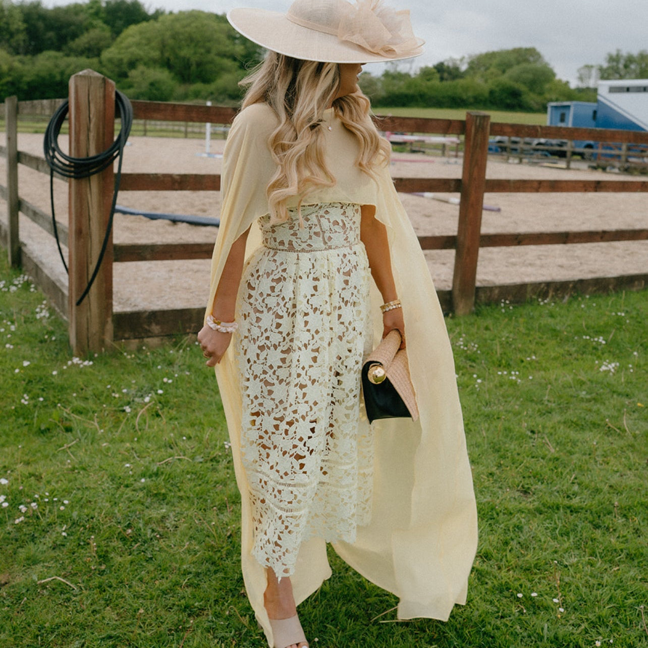 RENT | BUY Self Portrait Azalea Yellow Lace Midi Dress
