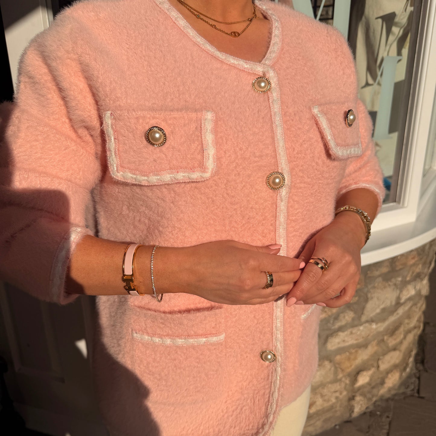 Marley Fluffy Knit Contrast Cardigan
