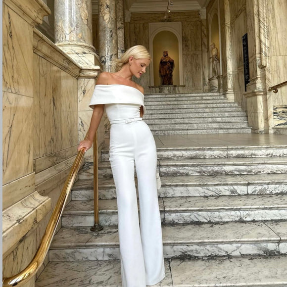 RENT £120 | BUY £380 Nadine Merabi Ashley White Jumpsuit RRP £475