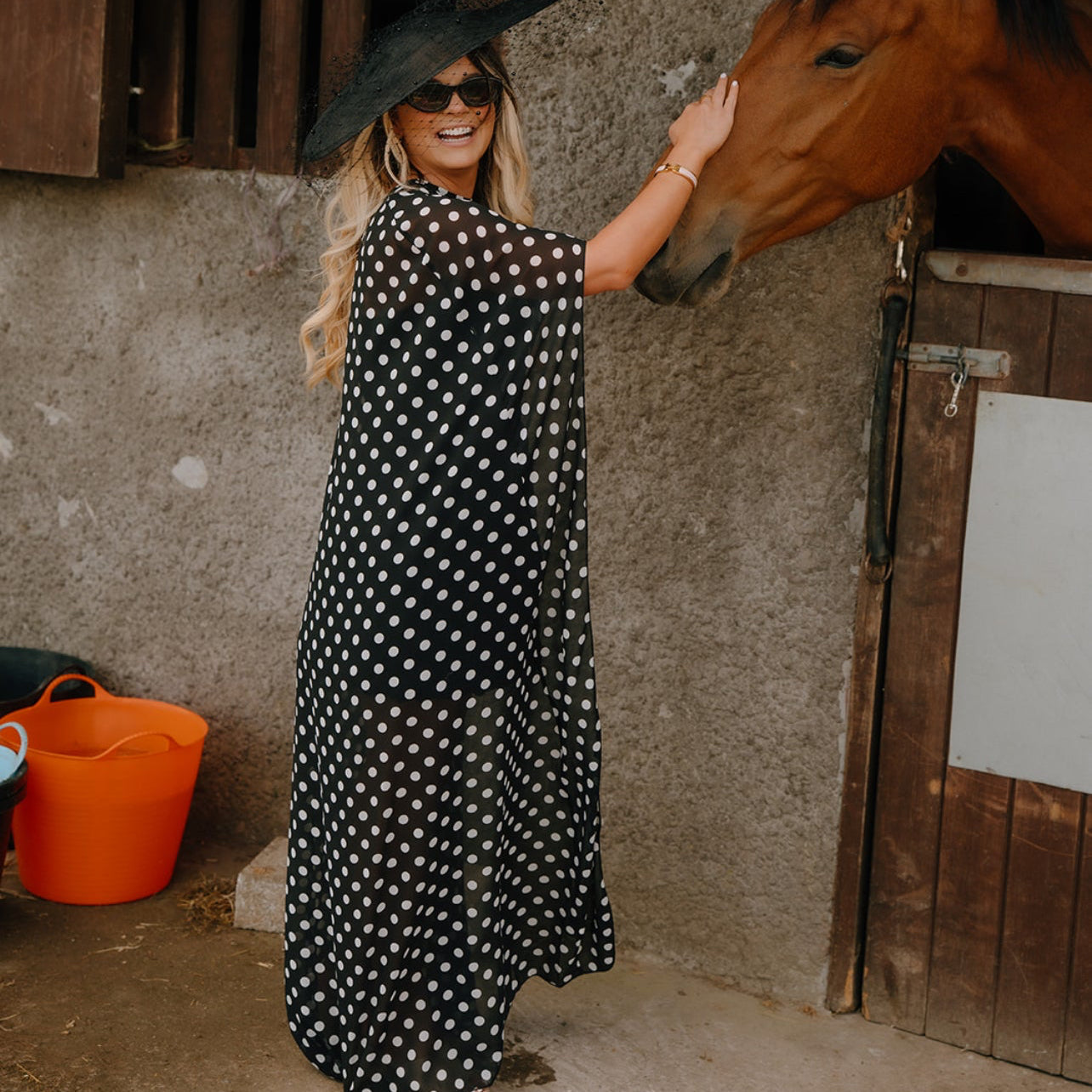 RENT Chiffon Polka Dot Shawl- Long