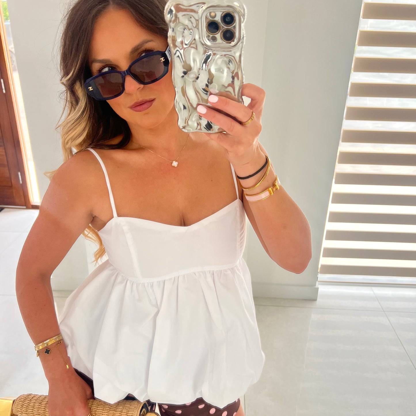 Bubble Hem Cropped Top