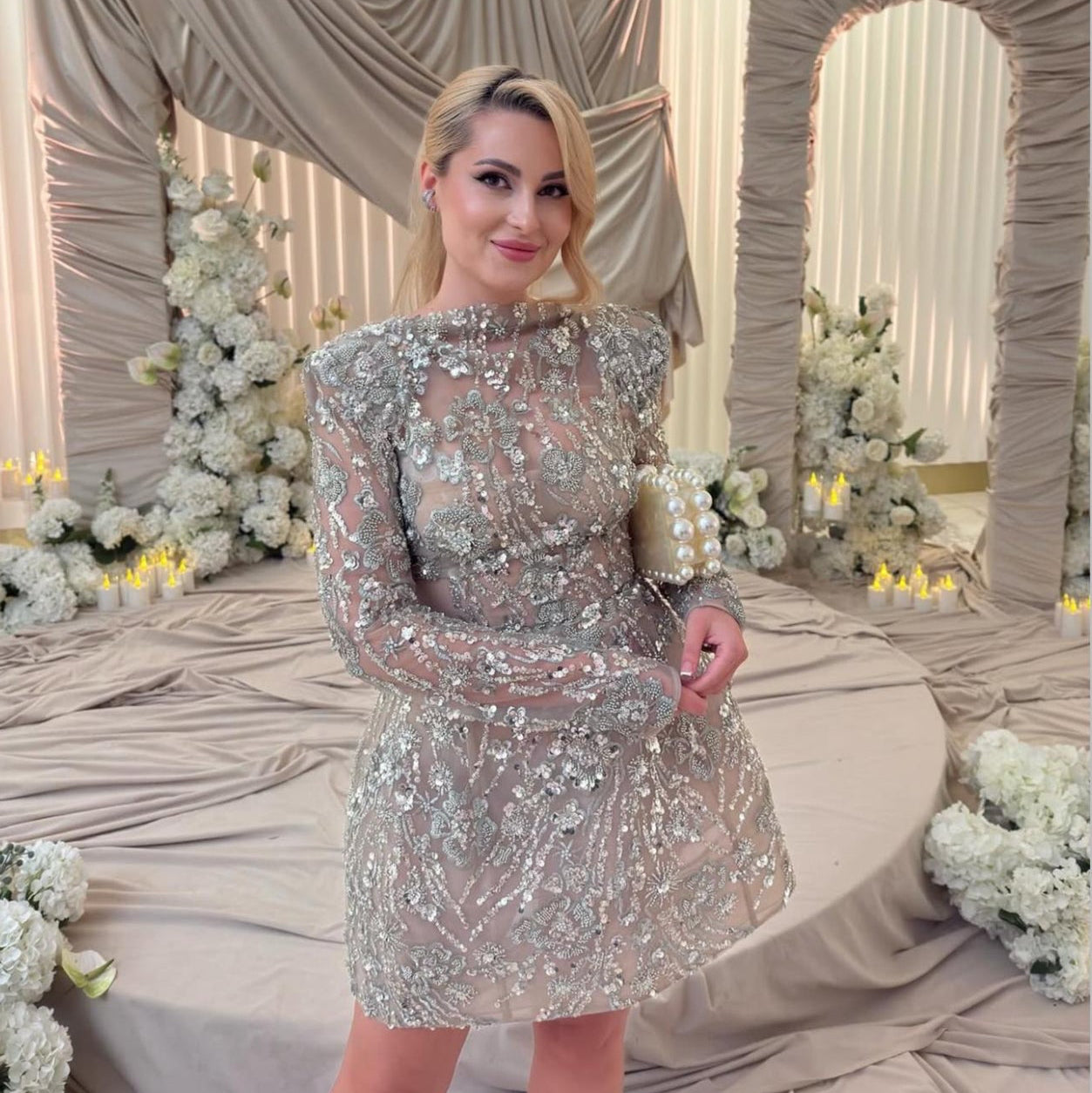 RENT | BUY Bronx & Banco Vanetian Silver Mini Dress