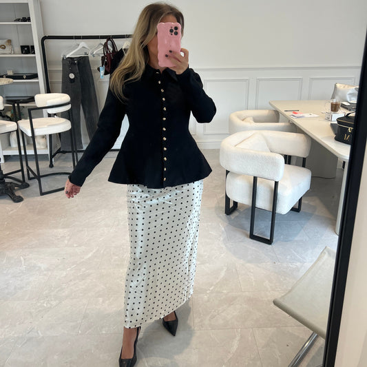 Diana Peplum Collared Cardigan