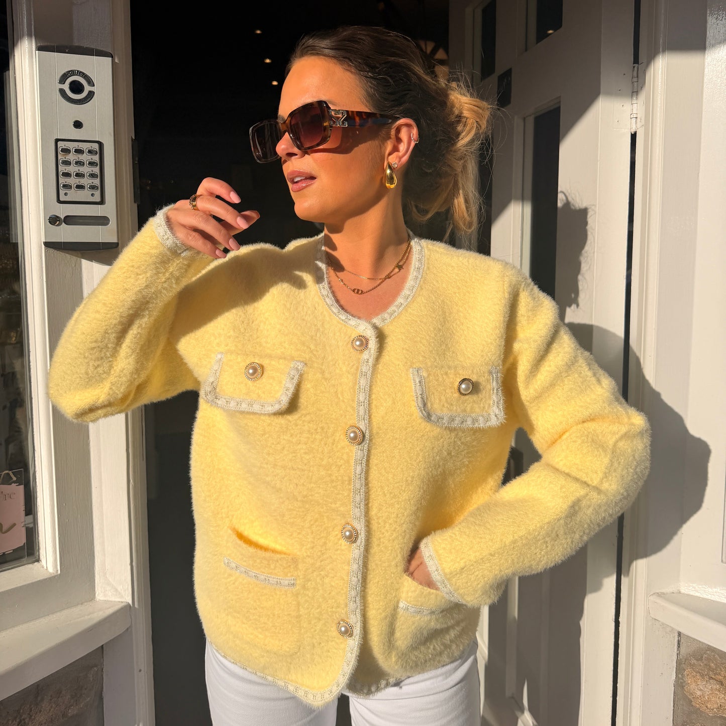 Marley Fluffy Knit Contrast Cardigan