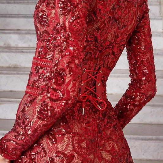 RENT Nadine Merabi Bella Jumpsuit Belt in Red