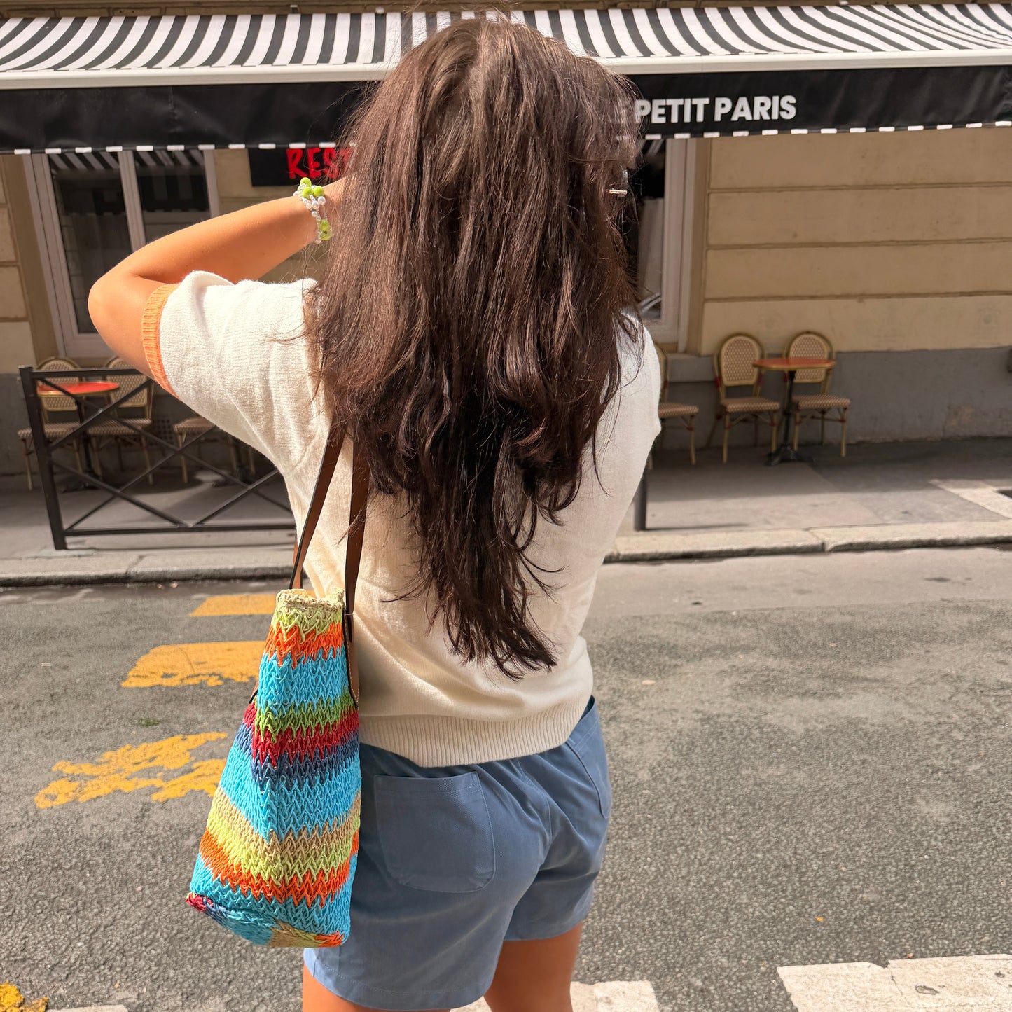 Multicolour Stripe Woven Tote Bag