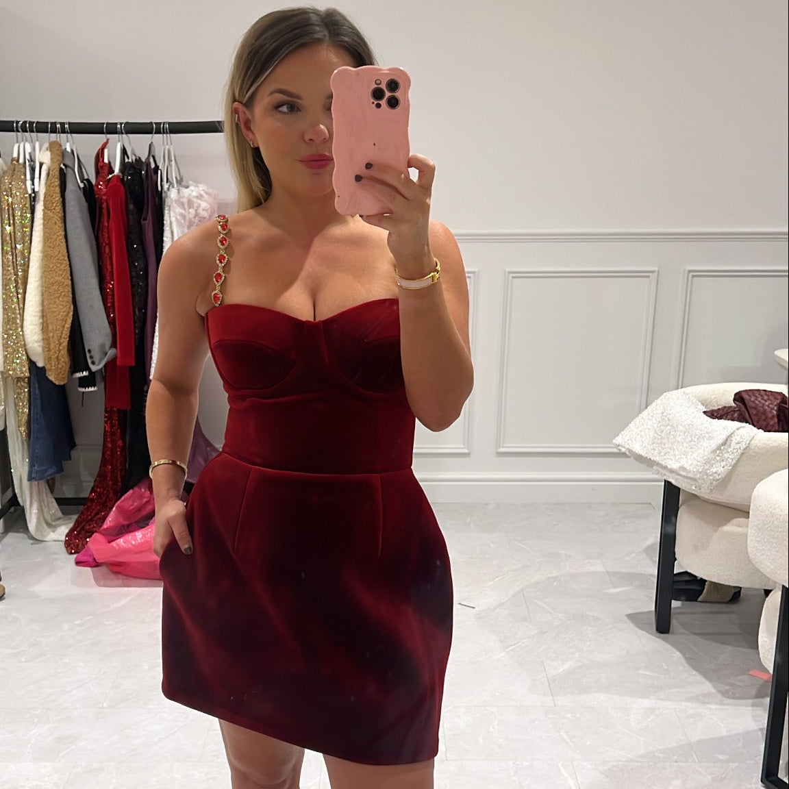 SAMPLE SALE Nadine Merabi Harley Red Dress - Size S/M