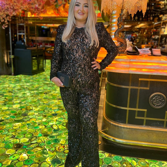 SAMPLE SALE Nadine Merabi Bella Black Jumpsuit - Size S
