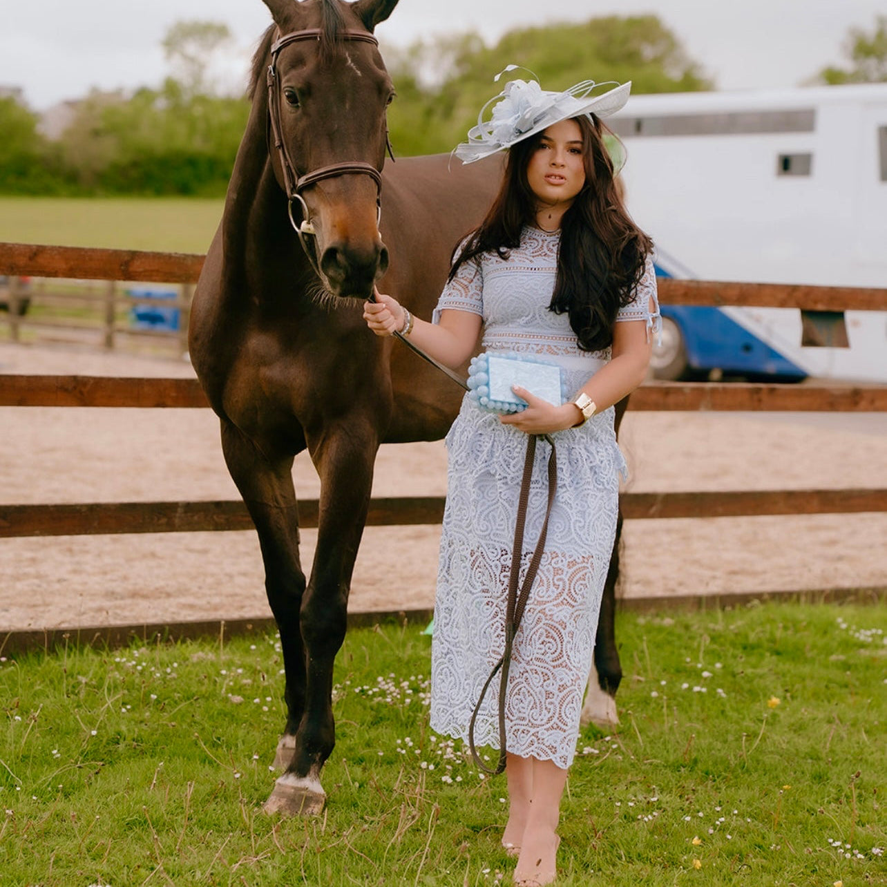 RENT | BUY Self Portrait Blue Lace Cap Sleeve Midi Dress